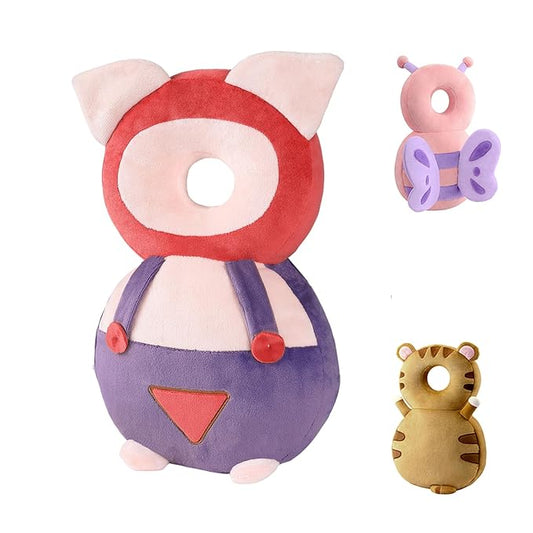 JunNeng Baby Head Protector Backpack, Toddler Walking Fall Head Protection, Purple Pig