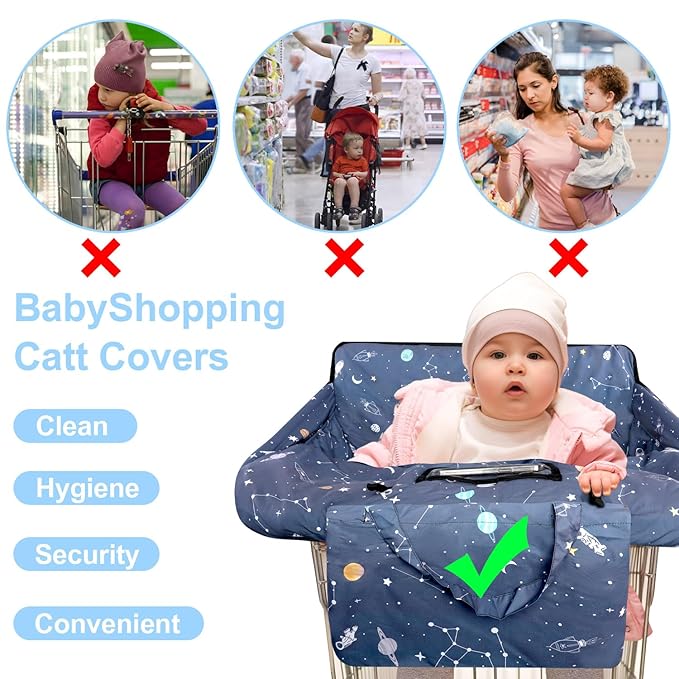 Grey Shopping Cart Cover for Baby 2-in-1 High Chair Cover with Safety Harness Multifunctional Dog Pattern Cart Covers for Babies Soft Padded Grocery Cart Cover for Baby Boy Girl