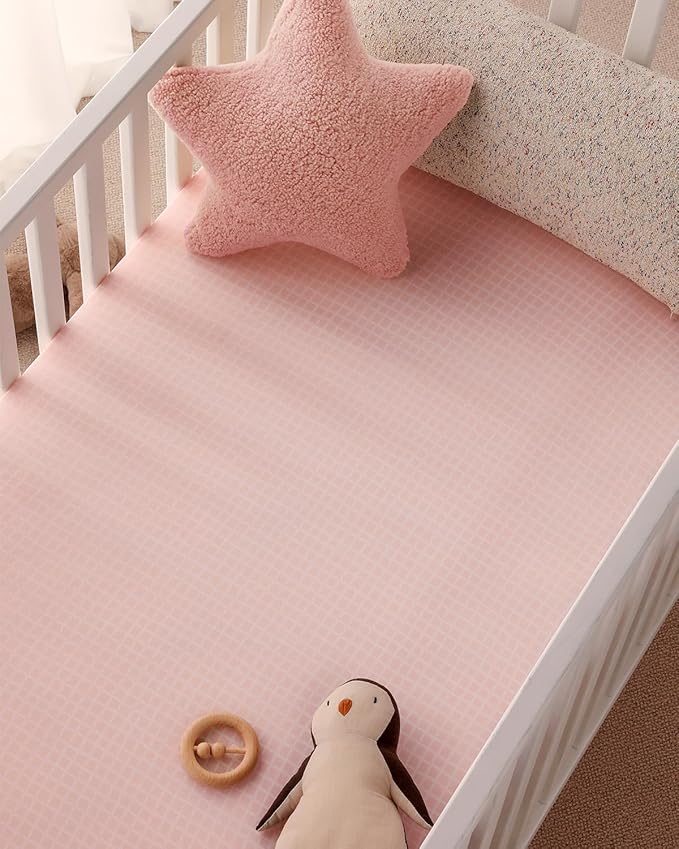 Yoofoss Crib Sheets Girl 2 Pack, 52x28 Fitted Baby Crib Sheet Fits for Standard Crib and Toddler Mattress, Ultra Soft Breathable Microfiber Pink Floral