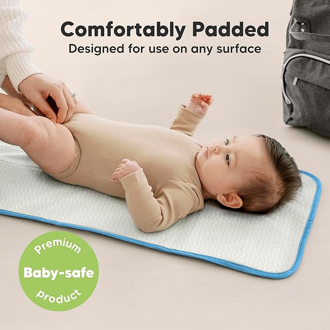 KeaBabies Portable Diaper Changing Pad, Easy Wipe Clean - Foldable Waterproof Baby Changing Mat for Diaper Bag, Compact, Lightweight, 25x13 Newborn, Infant, Baby Changer Travel Essential (Cloud)