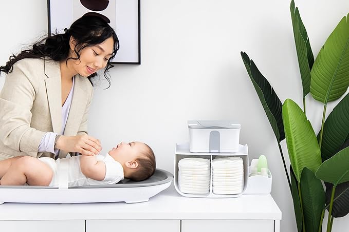 Ubbi Tabletop Diaper Caddy, Diaper Storage, Caddy Organizer, Stores Baby Diapers, Wipes & Baby Accessories, White