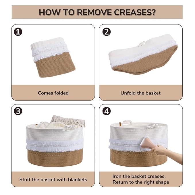 CherryNow Large Wicker Laundry Basket for Entryway, Bedroom, Jute Decorative Baskets for Clothes, Toys, Towel Basket for Bathrooom, 22 x 14 inches, 83L