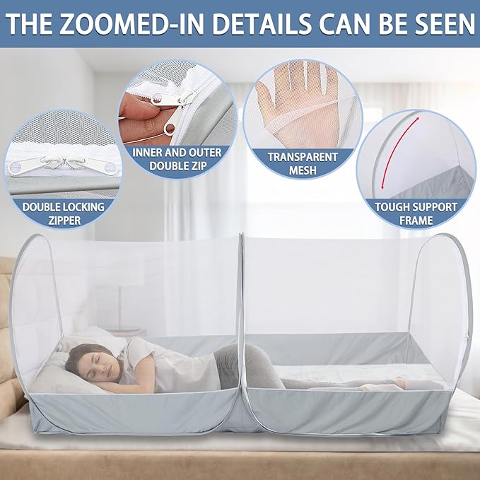 Mosquito Net for Bed - Pop Up Bed Tent - Portable Travel Mosquito Net, Mosquito Netting for Suitable for Baby, Adult Bedroom, Camping, Napping, Patio