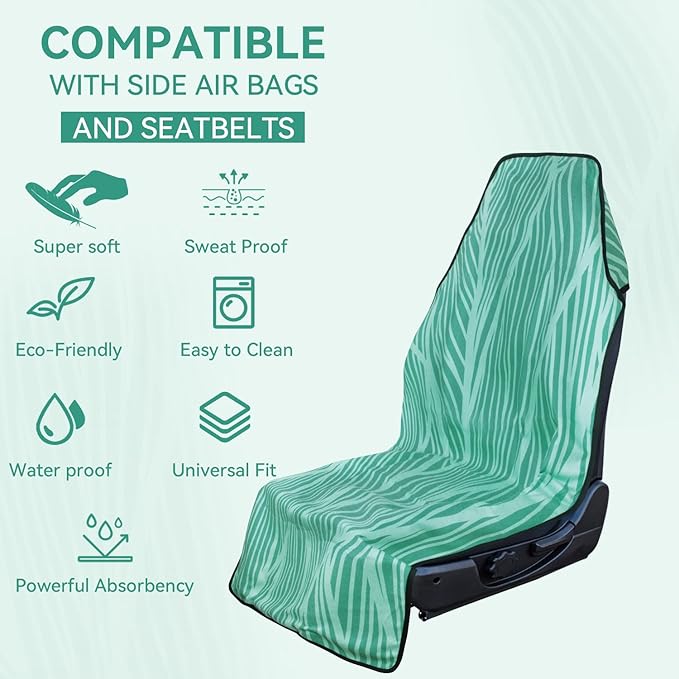 Booty Barrier - Highly Water-Resistant Washable Car Seat Cover for Post-Workout and Kids - Soft, Absorbent, Eco-Friendly Fabric Made from Recycled Water Bottles