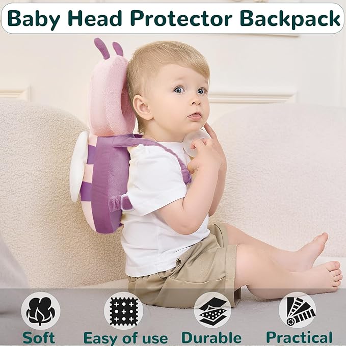Baby Head Protector Backpack for Falling Crawling and Walking Toddler Essentials Infant Toys Helmets Baby Lover Gifts for 0.5-2 Years 6-12 Months