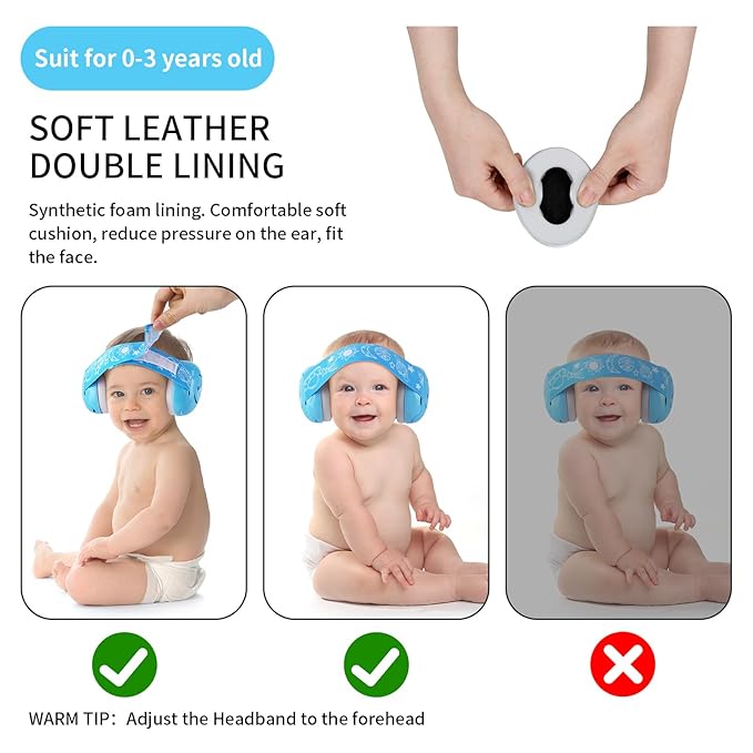 LYSIAN Baby Earmuffs – Noise Cancelling Headphones for Infants 0-3 Years, Soft Comfortable Ear Protection for Sleeping,Travel,Flights (Blue). Blocks Loud Sound for Peaceful Rest