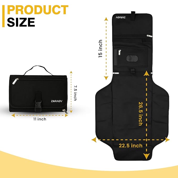 Baby Portable Diaper Changing Pad - Foldable Travel Changing Mat with Memory Foam Pillow & Wipes Dispenser, Waterproof Infant Diaper Kit for Car, Stroller & On-The-Go, Shower Gift for Newborn