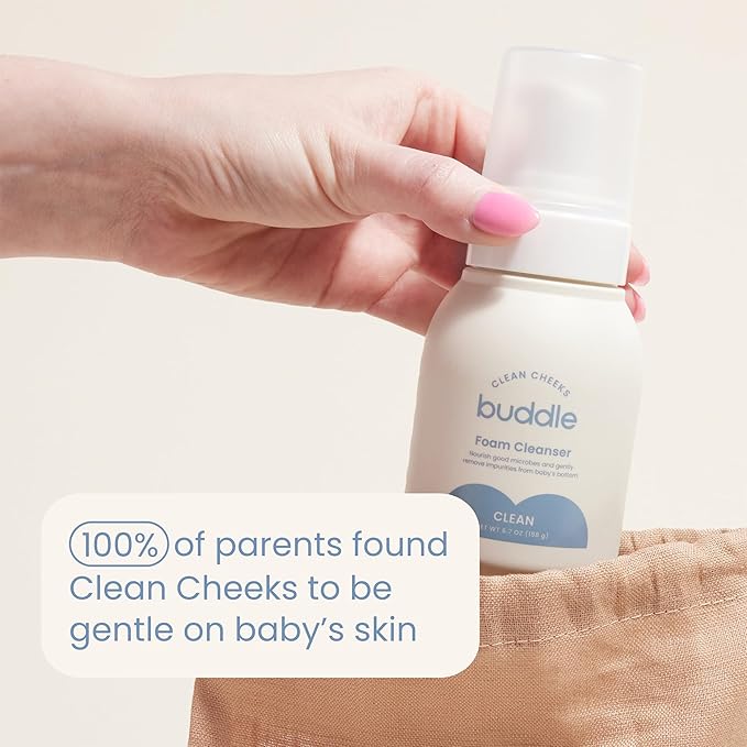 Clean Cheeks Foam Cleanser No-Rinse Baby Cleansing for Sensitive Skin, Paraben & Fragrance-Free, Pediatrician & Dermatologist Tested, 6.7oz