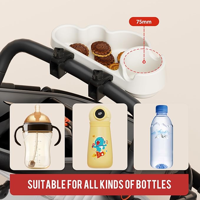 Li & Zhao Universal Stroller Snack Tray Attachment - Universal Snack Tray for Cloud Cup Holder Tray Stroller Tray Attachment Plastic Accessories for Baby,Toddler(Beige)