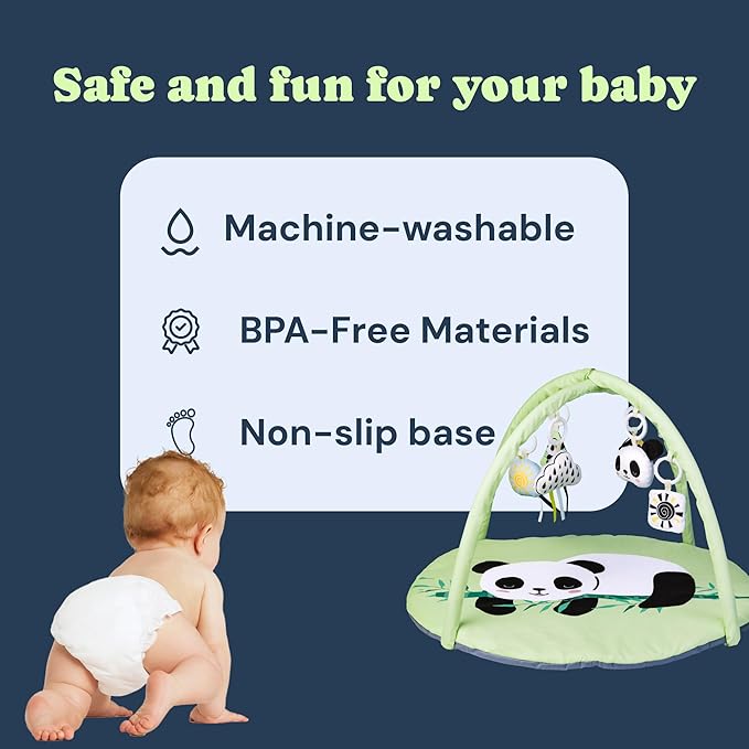 Todale Baby Play Gym - Green, Unisex, Newborn to 36 Months - Infant Toys & Tummy Time Mat with Detachable Panda Toys - Baby Activity Center & Play Mat for Newborn Essentials