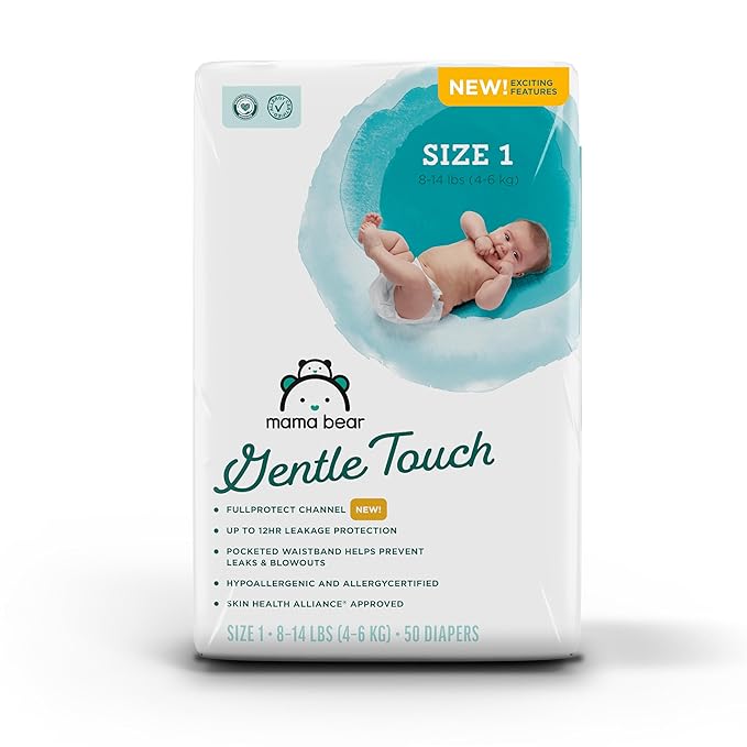 Amazon Brand - Mama Bear Gentle Touch Diapers, Size 1, 50 Count