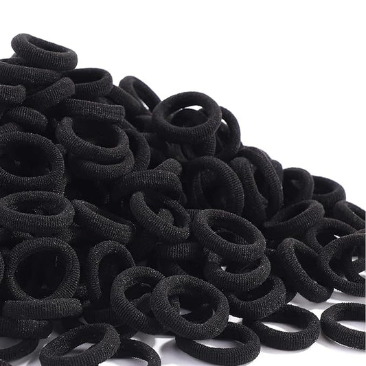WillingTee 120 Pcs Baby Hair Ties, Cotton Toddler Hair Ties for Girls and Kids, Multicolor Small Seamless Hair Bands Elastic Ponytail Holders,Black