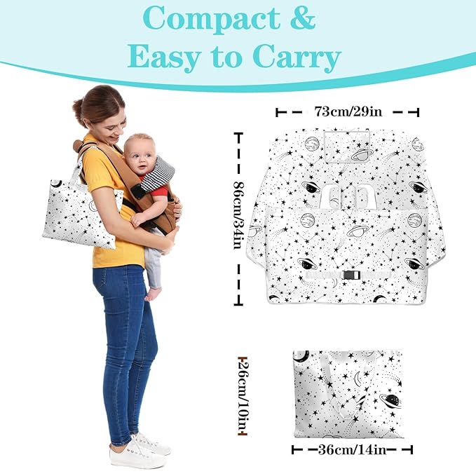 Shopping Cart Cover for Baby Girl Boy 2-in-1 High Chair Water Resistant High Chair Cover w/Phone Pouch Pocket Gender Neutral Cart Cover for Babies Padded Grocery Cart Cover for Baby