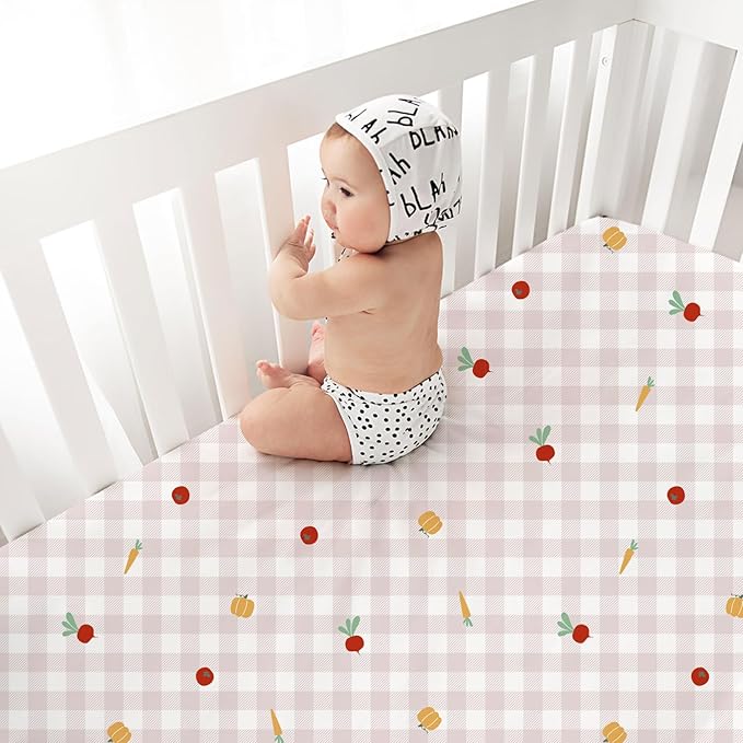 Plushii 4 Pack Fitted Crib Sheets for Baby Girls, 28"x 52" Extra Soft Microfiber Crib Sheet Set for Standard Crib & Toddler Mattress Pad,Pink Sheep