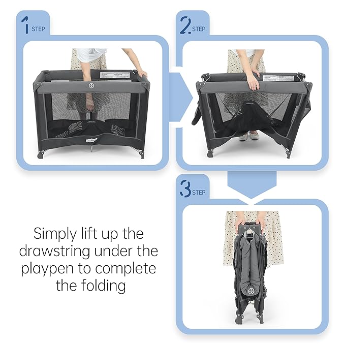 Pamo Babe Portable Playpen Foldable Playard Portable Crib for Baby and Toddlers