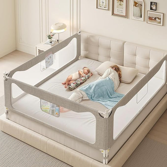King Size Toddler Bed Rail: 3-Side Protection Bedrail for King Bed - Extral Tall Adjustable Child Safety Side Railing Guards for Infants Kids Child(78.7x78.7X 74.8')
