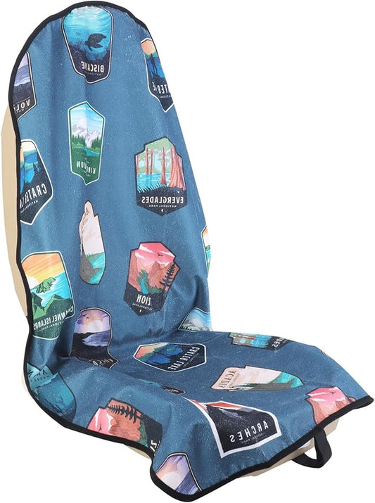 Car Seat Cover Protector Front Seats,for Gym Workout,Running,Swimming,Beach and Hiking,Waterproof Sweat Towel Bucket Seat Covers for Trucks SUV Jeep (National Parks, 1Pcs)