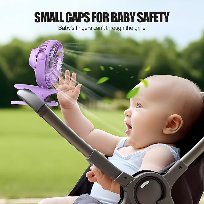 Portable Clip Fan Battery Operated,3 Speeds USB Rechargeable Mini Table Fan with Strong Airflow,360°Rotation Ultra Quiet Personal Desk Fan for Home Office Bedroom Dorm Stroller Camping(Purple)