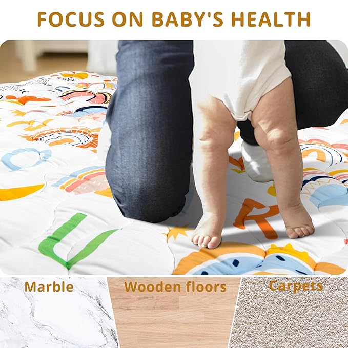 Baby Gyms Playmats for Playpen, 50"×50" Boho Rainbow Play Mat for Playpen Playyards Thicken Soft Padding Foam Playmats for Babies Toddlers Infants Baby Crawling Mat Pad Tummy Time