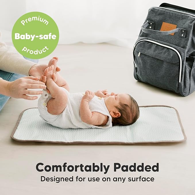 KeaBabies Portable Diaper Changing Pad, Easy Wipe Clean - Foldable Waterproof Baby Changing Mat for Diaper Bag, Compact, Lightweight, 25x13 Newborn, Infant, Baby Changer Travel Essential (Rainbow)