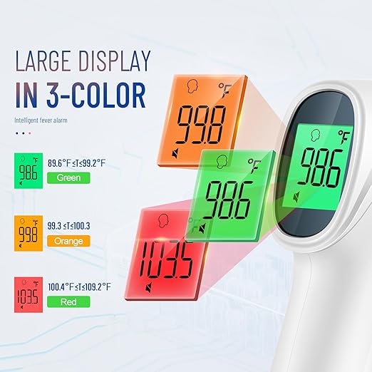 Touchless Thermometer for Adults, Digital Infrared Thermometer Gun with Fever Alarm, Forehead and Object 2 in 1 Mode, Fast Accurate Results (Gray)