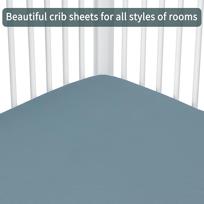 Baby Crib Sheets for Boys Girls, 2 Pack Fitted Crib Sheet for Standard Crib and Toddler Mattress, Soft Microfiber Baby Sheet 52x28x8in. (Dark Green & Dark Grey)