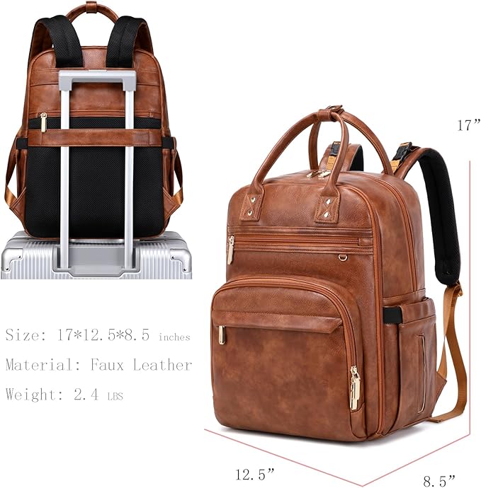 18 Pockets Diaper Bag Backpack with Waterproof Pockets and Stroller Buckle, Convertible Tote Bag (Brown, Large)
