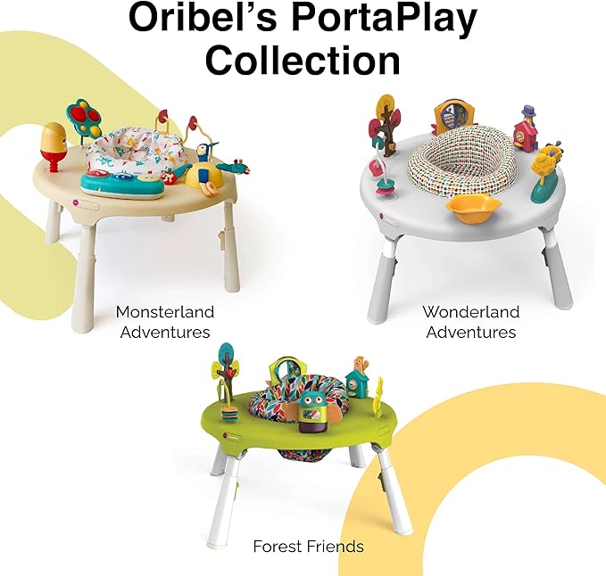 ORIBEL PortaPlay 2-in-1 Baby Activity Center & Play Table| 5 Months+ | Convertible & Portable Stage-Based for Baby| with Development Focused Toys | Unisex (Enchanted Garden, Turquoise)