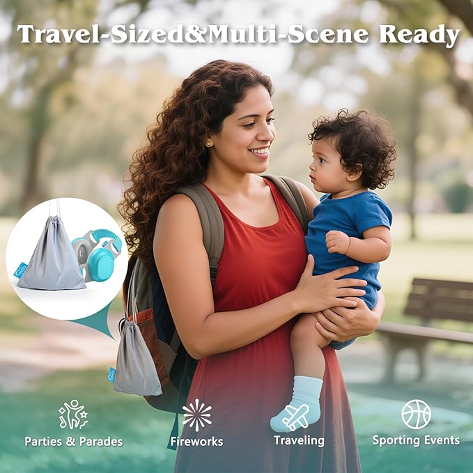 Bella's Friends Baby Ear Protection for Infants & Toddlers(3–48 Months) - Lightweight 24dB Noise Cancelling Headphones - Safe fit & Comfort Earmuffs - Improve Sleep - Baby Travel Essential, Blue