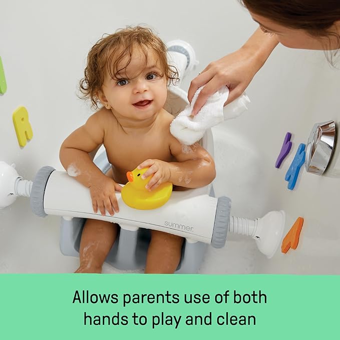 Ingenuity My Bath Seat for Sit-Up Baby Bathing, Sure & Secure Suction Cups, ASTM Safety Tested & Approved, Backrest for Assisted Sitting, Easy Setup & Storage, Aqua