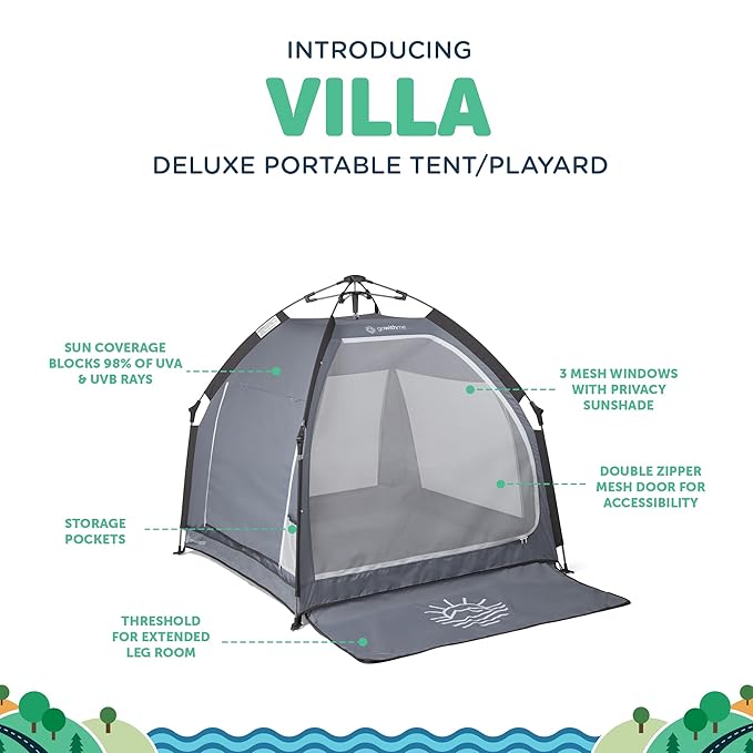 Baby Delight Go with Me Villa Portable Tent and Playard | Kids Tent and Playhouse | Indoor and Outdoor | Elephant Grey