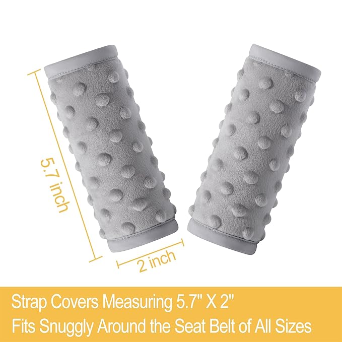 Pro Goleem Car Seat Strap Covers for Babies Soft Car Seat Strap Shoulder Pads for All Car Seats, Stroller, Pushcar, Gray