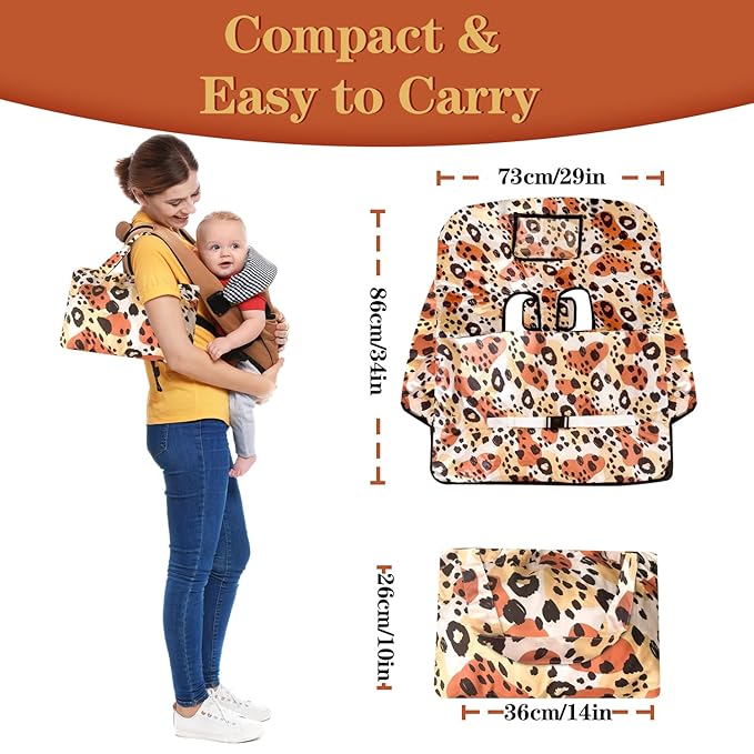 Shopping Cart Cover for Baby Girl Boy 2-in-1 High Chair Water Resistant High Chair Cover w/Phone Pouch Pocket Gender Neutral Cart Cover for Leopard Texture Babies Padded Grocery Cart Cover for Baby