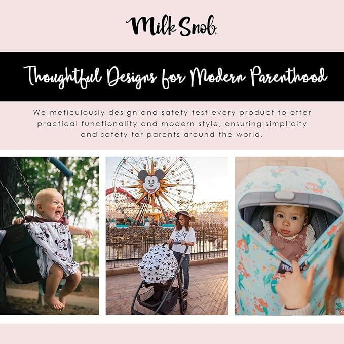 Milk Snob Original Disney 5-in-1 Cover, Minnie Mouse, Added Privacy for Breastfeeding, Baby Car Seat, Carrier, Stroller, High Chair, Shopping Cart, Lounger Canopy - Newborn Essentials, Nursing Top