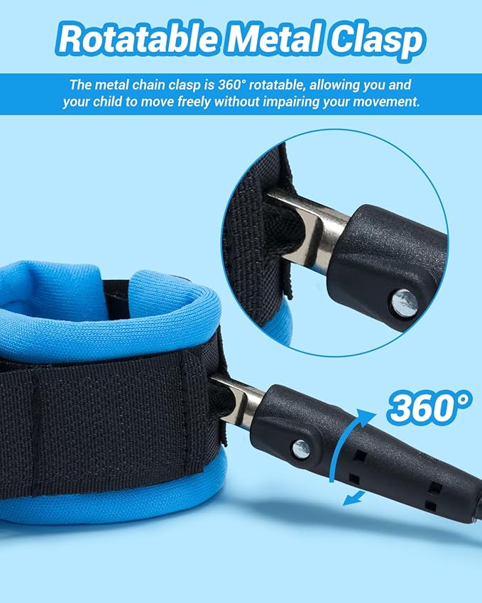 Toddler Leash, 2 Pack Safety Anti Lost Wrist Link with Key Lock, Reflective Child Walking Harness, 8.2ft Blue + 4.92ft Orange Kids Leash for Supermarket Mall Airport Amusement Park Zoo Travel