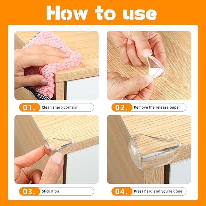 16 Pack Clear Corner Protectors for Furniture,Table Corner Protectors,Furniture Corner Guard & Edge Safety Bumpers for Table Edges & Sharp Corners(L Shape)