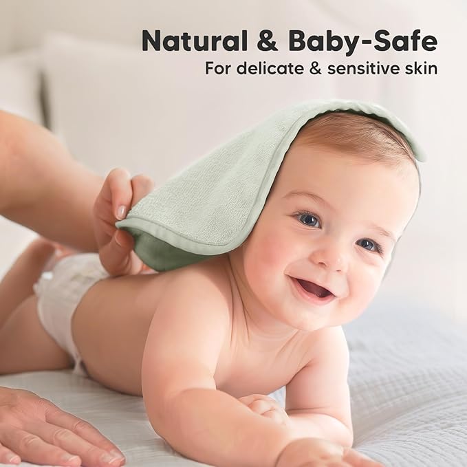 6-Pack Soft Baby Washcloths, Viscose from Bamboo - Kids, Newborn Bath Towels, Infant Shower, Toddler Reusable Face Towel, Gentle on Skin, Face Wash Cloths for Babies, 10x10 (Dove)
