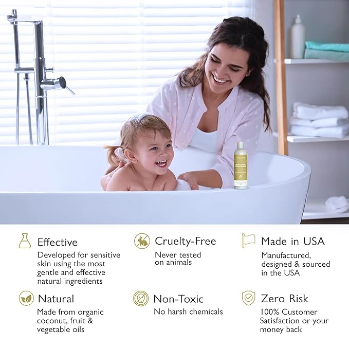 SoCal Suds & Company Organic Baby & Kids Conditioner – Moisturizing Formula with Natural Honey Almond Scent, Gentle & Nourishing, All Hair Types, Non-Greasy, Ideal for Sensitive Scalps, 12oz
