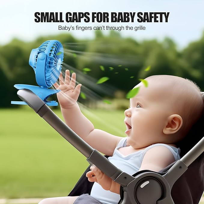 Portable Clip Fan Battery Operated,3 Speeds USB Rechargeable Mini Table Fan with Strong Airflow,360°Rotation Ultra Quiet Personal Desk Fan for Home Office Bedroom Dorm Stroller Camping - Blue