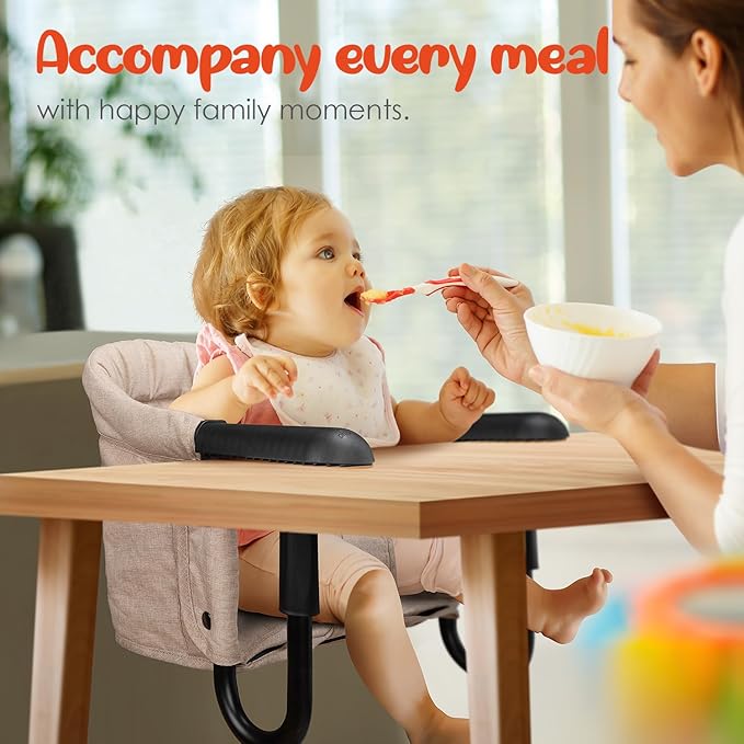 Hook On High Chair - Portable & Foldable for Babies 6-36 Months, Family & Travel Use with Carry Bag(Khaki)