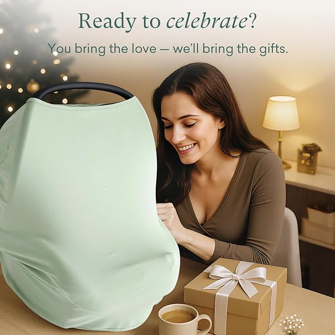 PurComfy Baby Car Seat Cover, Supersoft Bamboo Viscose Carseat Cover for Infant Boys & Girls, Breathable Multi-Use Breastfeeding Covers, Canopy for Carrier, Stroller, Shopping Cart & High Chair