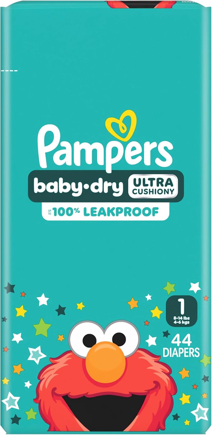 Pampers Diapers - Baby Dry - Size 1, 44 Count, Absorbent Disposable Infant Diaper (Packaging May Vary)