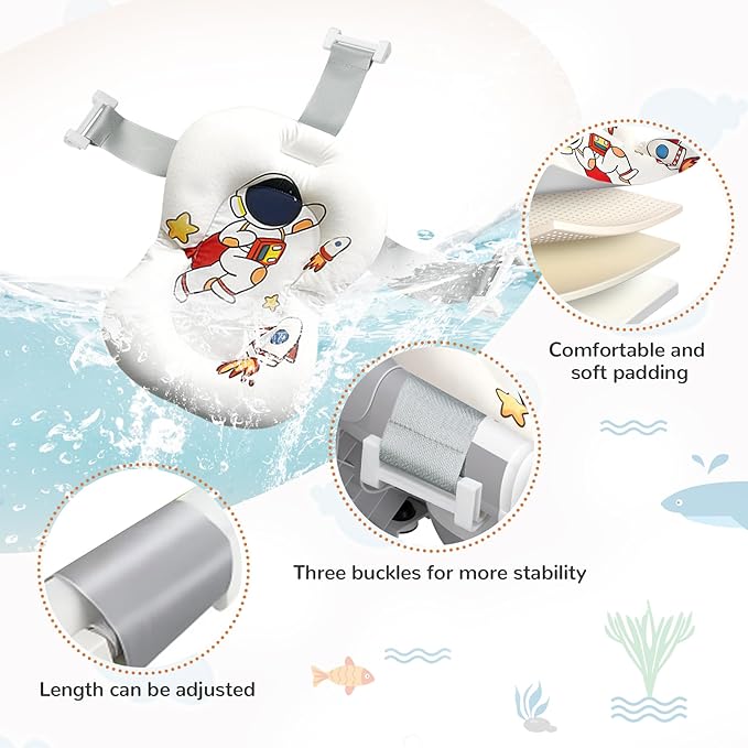 Collapsible Baby Bathtub for Newborn,Baby Tub with Soft Floating Cushion & Thermometer for Infant to Toddler,Portable Travel Bathtub with No-Slip Feet for 0-36 Months-Gray