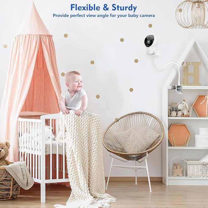 Flexible Baby Monitor Clip Mount Compatible with Infant Optics DXR-8 Pro, Nanit Pro, Owlet, Eufy, HelloBaby, Motorola, Vtimes, Arenti, VTech, Babysense and Other Baby Camera with 1/4 Screw Hole