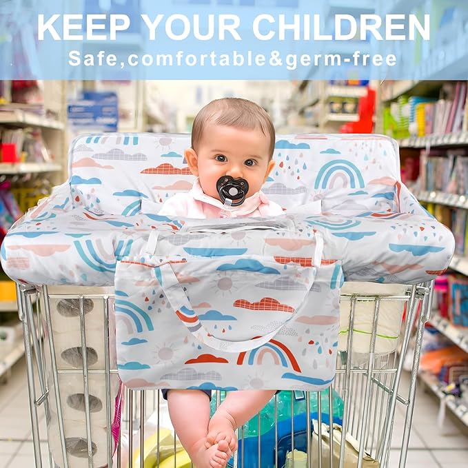 Shopping Cart Cover for Baby 2-in-1 High Chair Cover with Safety Harness Multifunctional Dinosaur Pattern Cart Covers for Babies Soft Padded Grocery Cart Cover for Baby Boy Girl