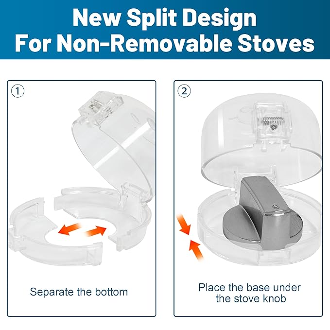 Oven Knob Covers for Child Safety 5 Pack, Clear Stove Knob Safety Covers & Gas Stove Locks, Heat-Resistant Adhesive, Double-Key Baby Proof Covers for Gas/Electric Burners,Childproof Protector for Kids