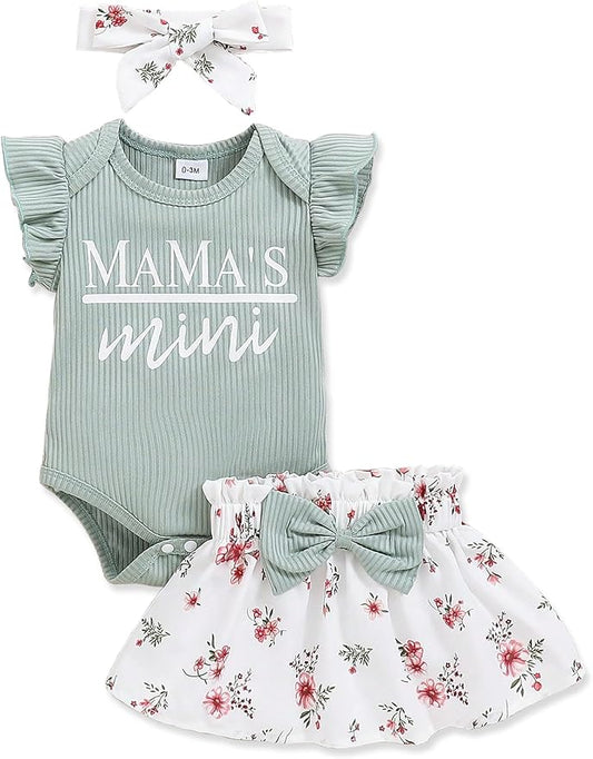 Newborn Infant Clothes Baby Girl Dress Summer Toddler Outfit Cute Girl Romper Skirt Set+Headband