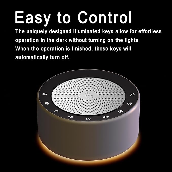 Kipcush White Noise Sound Machine with Nursery Lamp, Mood Lighting, 7 Colour Night Light, 30 Soothing Sounds for Baby/Adult. Timer, Plug in, Memory Function, Touch Control