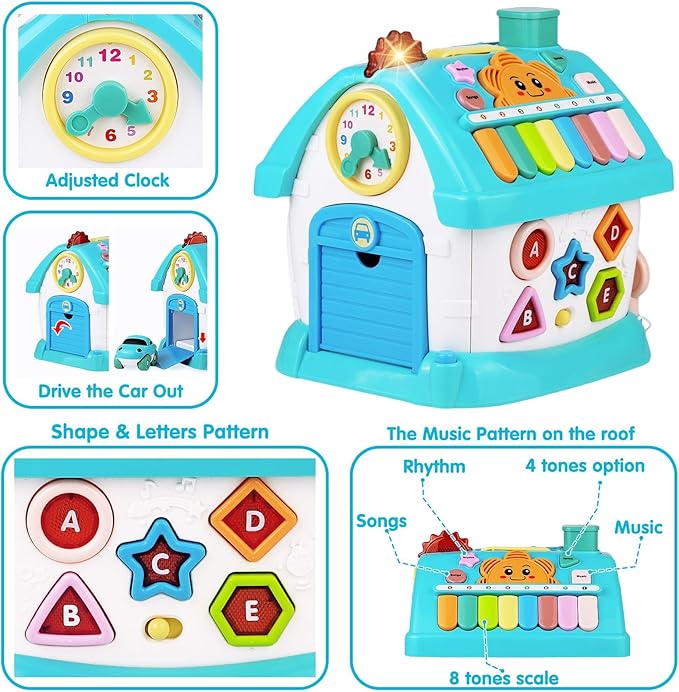 Dreampark Toys for 1+ Year Old Boy Gifts: Baby Musical Toys 12-18 12 18 Months Montessori Toddler Toys Age 1-2 1-3 2-3 1st Birthday Gifts Boys Girls Toddlers 8-in-1 Multi-Functional House