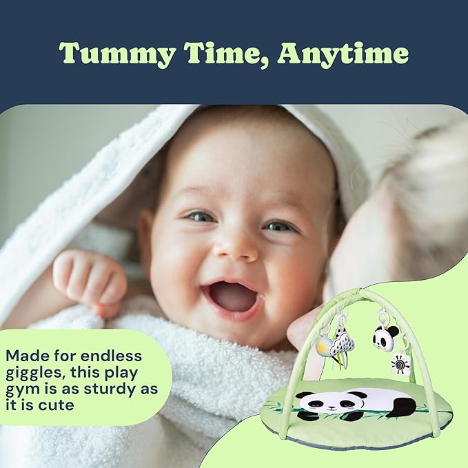 Todale Baby Play Gym - Green, Unisex, Newborn to 36 Months - Infant Toys & Tummy Time Mat with Detachable Panda Toys - Baby Activity Center & Play Mat for Newborn Essentials